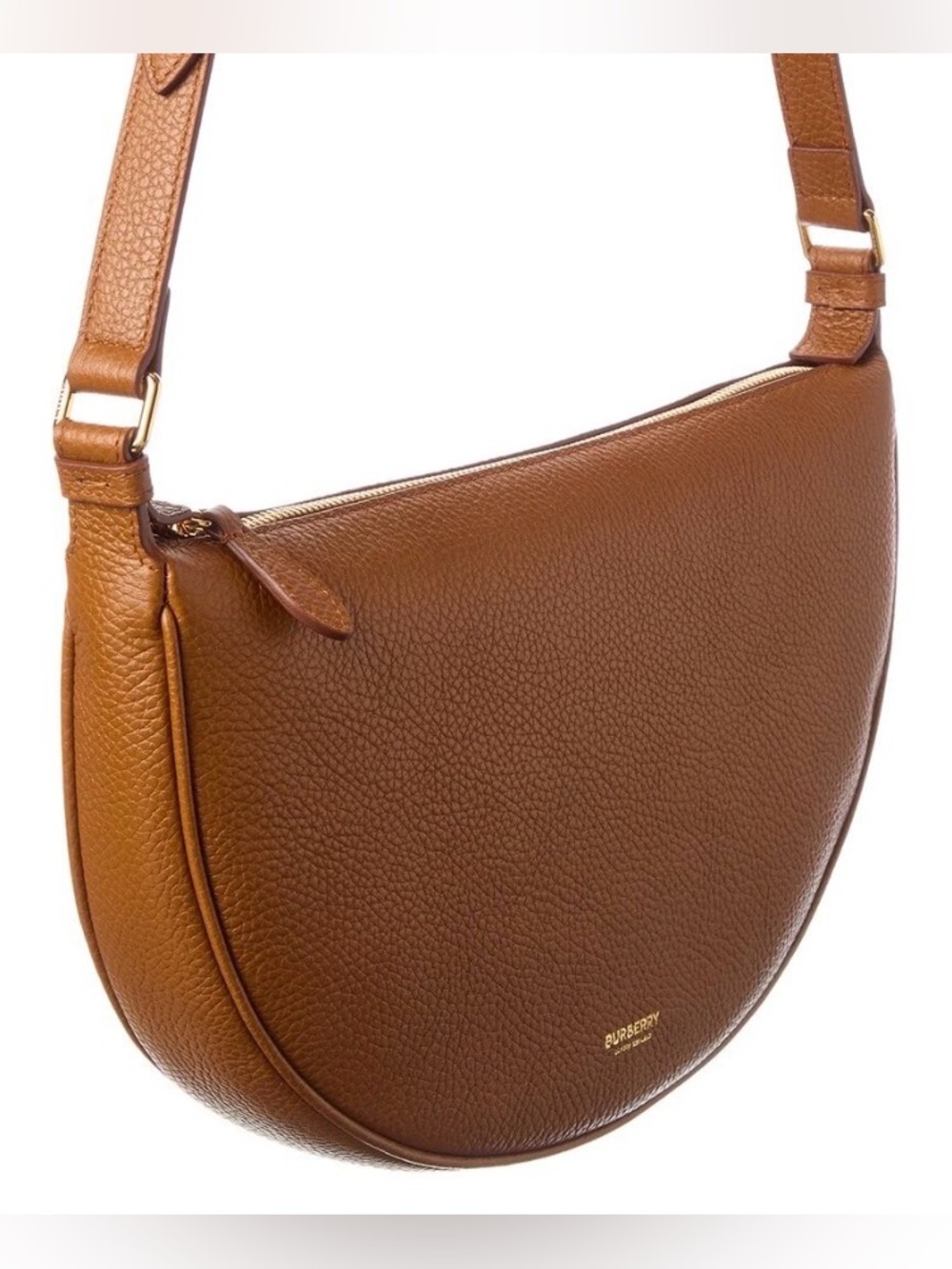 Burberry All Soft Large Tan Leather Half Moon Crossbody Sling Bag NWT - Picture 3 of 13
